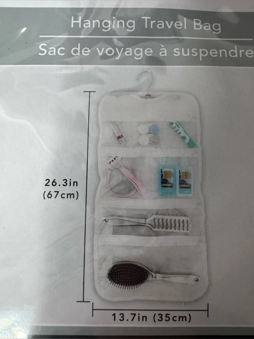 Essentials White Hanging Travel Organizer multiple compartment travel white